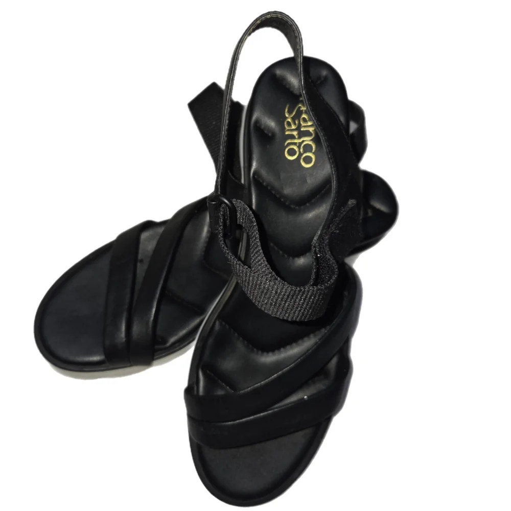 Franco Sarto Urla Platform Black Leather Strappy Sandals Size 11M - Picture 2 of 9